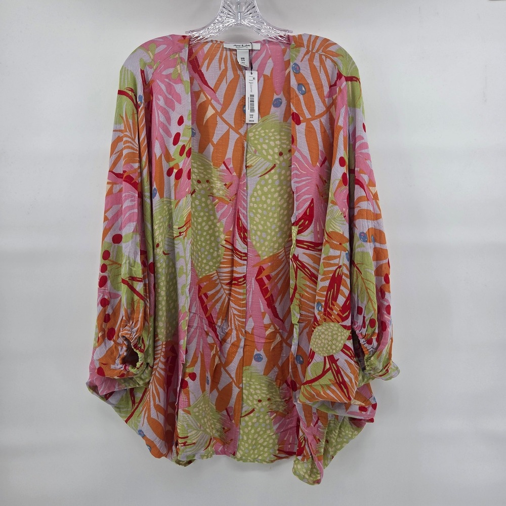 Anna‎ & Ava Cocoon Kimono O/S Pink Tropical Floral Boho Art-Inspired NWT